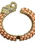 Elephant Hinged Bracelet in Pink