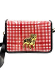 Red and White Grid Clear Stadium Bag with Bulldog