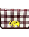 Crimson Buffalo Check Clear Stadium Bag with Elephant