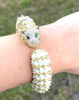 Leopard Hinged Bracelet in White