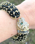 Leopard Hinged Bracelet in Black