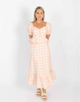 Addie Top - Pink Buffalo Check (Puff Sleeve Version)