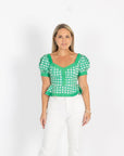 Addie Top - Green Cane (Puff Sleeve Version)