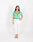 Addie Top - Green Stripe (Puff Sleeve Version)