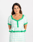 Addie Top - Blue Buffalo Check (Puff Sleeve Version)