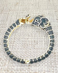 Elephant Hinged Bracelet in Grey/Gold