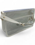 Purple Gingham Clear Stadium Bag with White Bamboo Stick