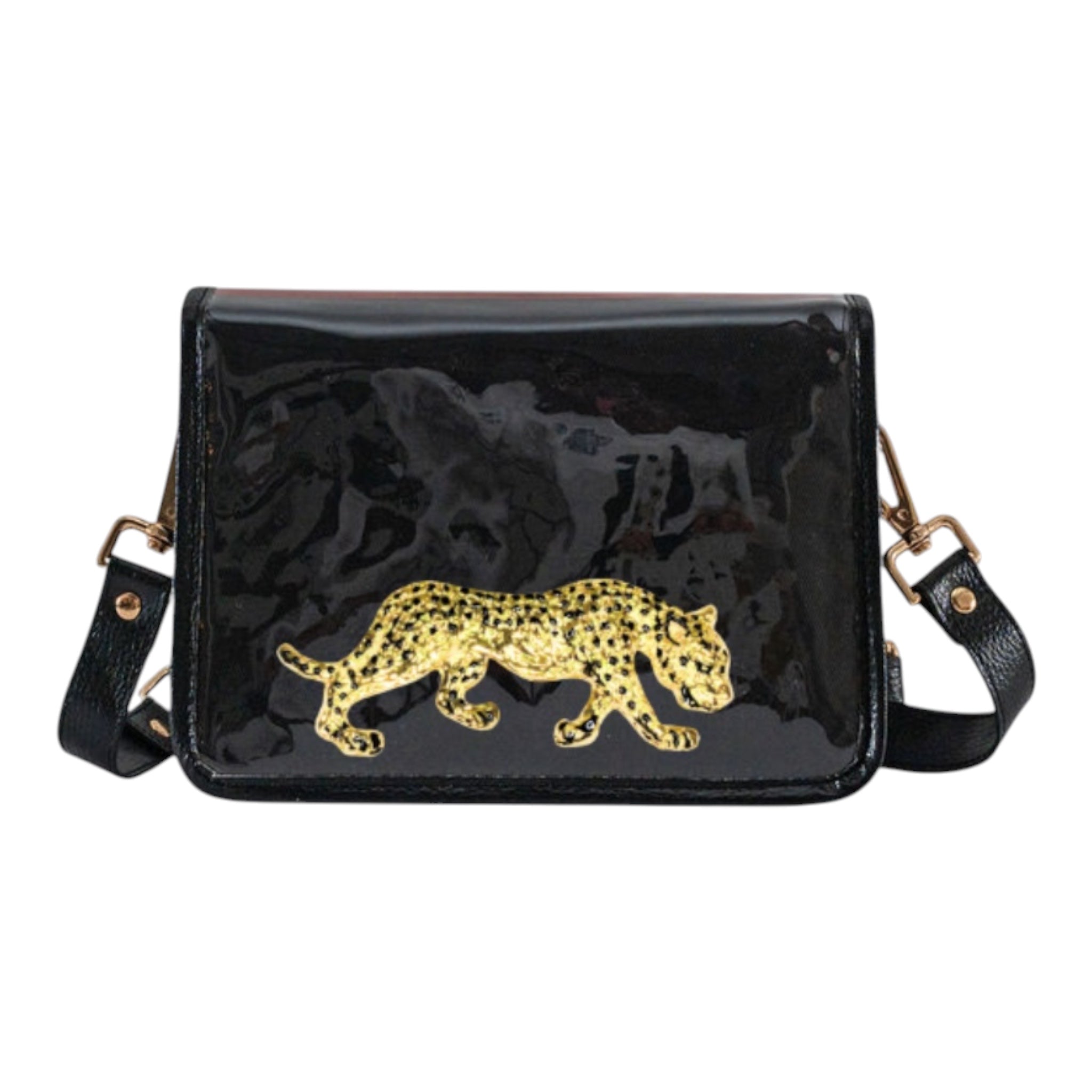 Black Clear Stadium Bag with Leopard – Garland Bags