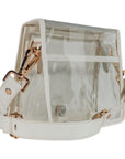Red and White Thiccc Stripe Clear Stadium Bag with White Bamboo Stick