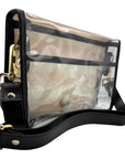 Red and White Les Touches Clear Stadium Bag with Gold Bamboo Stick