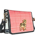 Red and White Grid Clear Stadium Bag with Bulldog