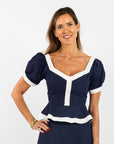 Addie Top (Puff Sleeves) - Solid Navy