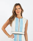 Emmy Top - Leafy Columns (with sleeves)