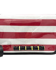 Red and White Thiccc Stripe Clear Stadium Bag with Black Bamboo Stick