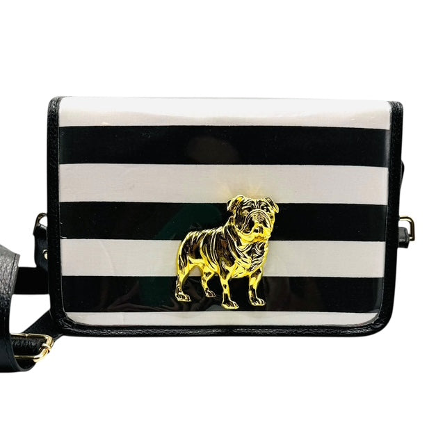 Black and White Thiccc Stripe Clear Stadium Bag with Bulldog