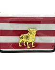Red and White Thiccc Stripe Clear Stadium Bag with Bulldog