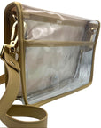 Maroon Thiccc Stripe Clear Stadium Bag with Gold Bamboo Stick