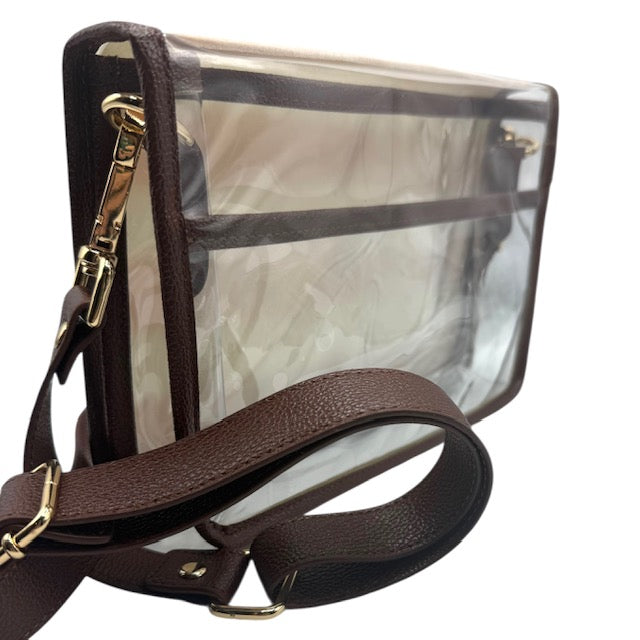 Crimson Buffalo Check Clear Stadium Bag with Elephant