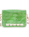 Green Gingham Clear Stadium Bag with White Bamboo Stick