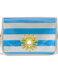 Light Blue and White Stripe Clear Stadium Bag with White Starburst