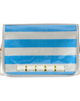 Light Blue and White Stripe Clear Stadium Bag with White Bamboo Stick