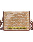 Leaping Leopards Clear Stadium Bag with Gold Bamboo Stick (brown trim)