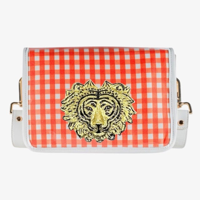Orange Gingham Clear Stadium Bag with Tiger – Garland Bags