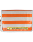 Orange Stripe Clear Stadium Bag with Gold Bamboo Stick