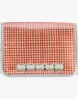 Burnt Orange Grid Clear Stadium Bag with White Bamboo Stick