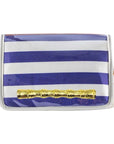 Purple Stripe Clear Stadium Bag with Gold Bamboo Stick