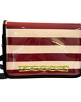 Maroon Thiccc Stripe Clear Stadium Bag with Gold Bamboo Stick