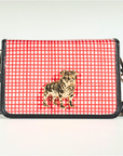 Red and White Grid Clear Stadium Bag with Bulldog