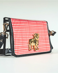 Red and White Grid Clear Stadium Bag with Bulldog