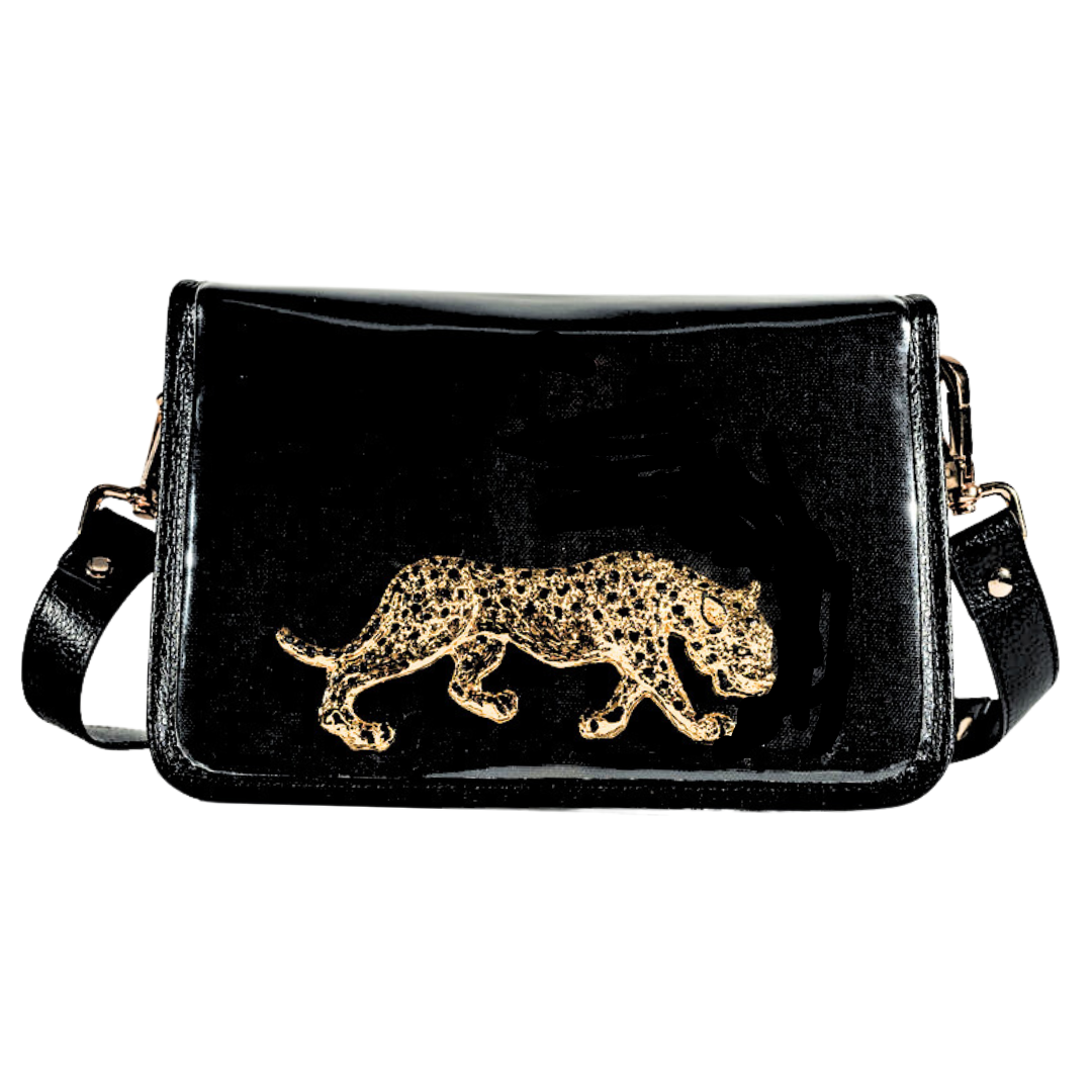 Black Clear Stadium Bag with Leopard – Garland Bags