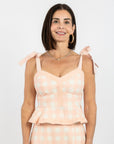 Addie Top - Pink Buffalo Check (Tie Version)