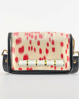 Petite Red and White Les Touches Clear Stadium Bag with White Bamboo Stick