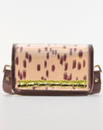 Petite dark red Les Touches Clear Stadium Bag with Gold Bamboo Stick(brown trim)