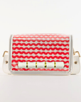 Petite Red Wavy Clear Stadium Bag with White Bamboo Stick