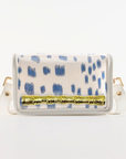 Petite Blue and White Les Touches Clear Stadium Bag with Gold Bamboo Stick