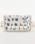 Petite Blue and White Les Touches Clear Stadium Bag with White Bamboo Stick