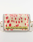 Petite Red and White Les Touches Clear Stadium Bag with Gold Bamboo Stick