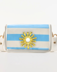 Petite Light Blue Stripe Clear Stadium Bag with White Starburst