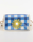 Petite Royal Blue Gingham Clear Stadium Bag with White Starburst