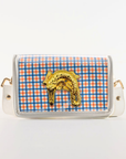 Petite Orange and Blue Plaid Clear Stadium Bag with Gator