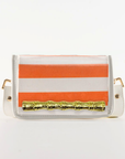 Petite Orange Stripe Clear Stadium Bag with Gold Bamboo Stick