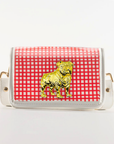 Petite Red Grid Clear Stadium Bag with Bulldog