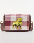 Petite Dark Red Buffalo Check Clear Stadium Bag with Bulldog