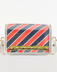 Petite Orange and Navy Stripe Clear Stadium Bag with Gold Bamboo Stick