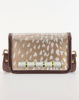 Petite Antelope Clear Stadium Bag with White Bamboo Stick (brown trim)