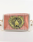 Petite Burnt Orange Grid Clear Stadium Bag with Tiger
